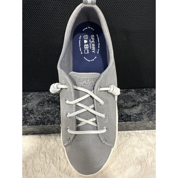 Sperry Mens Grey Canvas Casual Boat Shoes White Sole & Striped Pull 11 - Picture 3 of 8